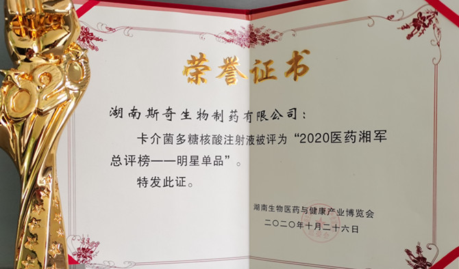 喜訊！斯奇康榮獲“2020醫(yī)藥湘軍總評榜—明星單品”